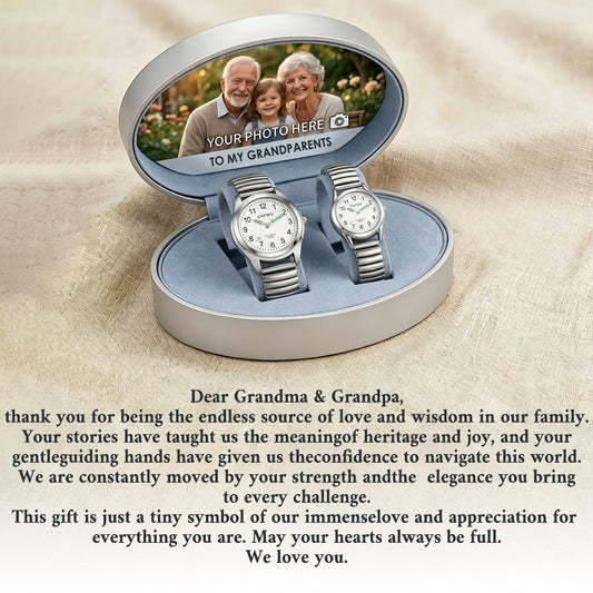 To My Dearest Grandparents-Easy Read Senior Watch Stretch Band Quartz Watch for Elderly Men & Women-A51372