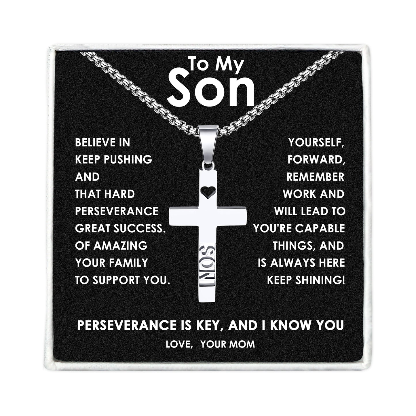 To My Son-Carving Son's Necklace Gift Set