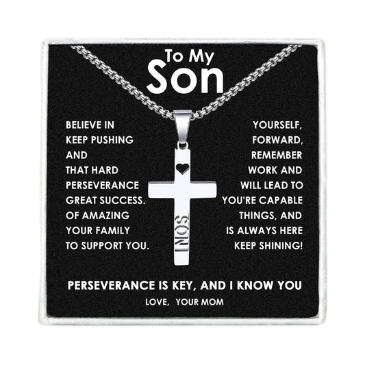 To My Son-Carving Son's Necklace Gift Set