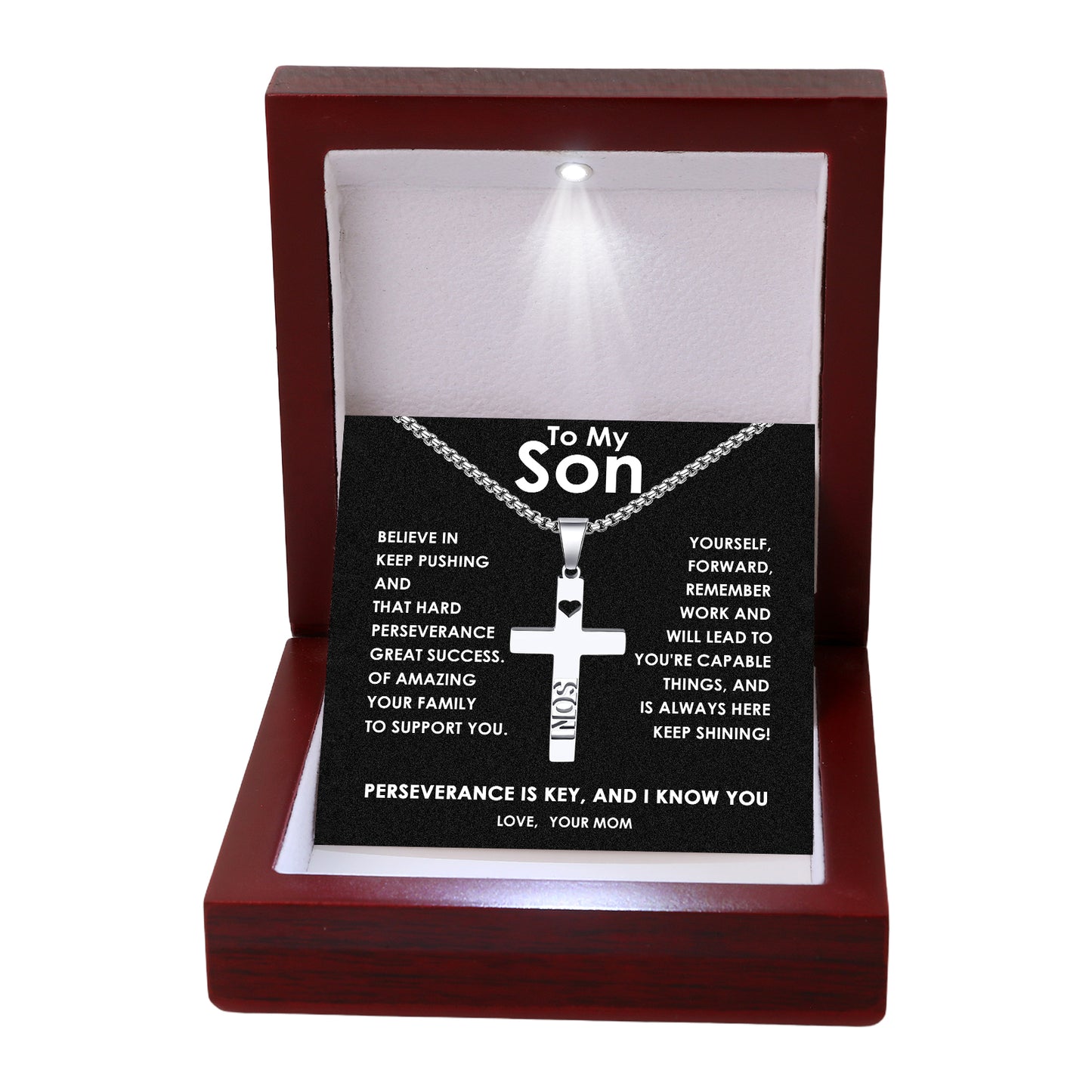 To My Son-Carving Son's Necklace Gift Set