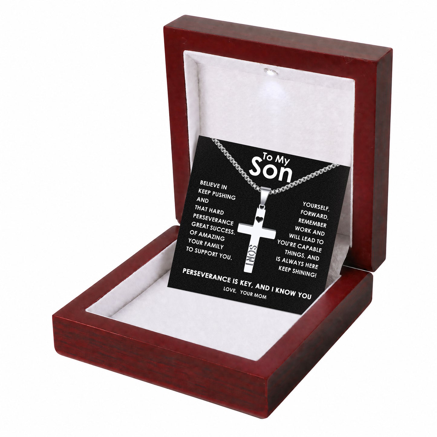To My Son-Carving Son's Necklace Gift Set