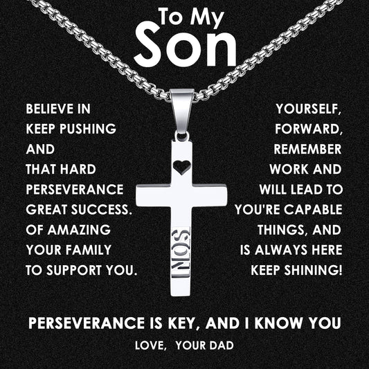 “To My Son” Carving Son's Necklace Gift Set