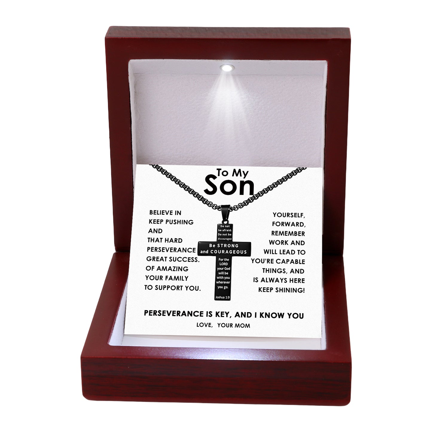 To My Son-Engraved the Bible Cross Necklace