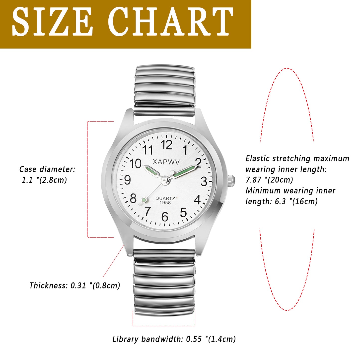 To My Dearest Grandparents-Easy Read Senior Watch Stretch Band Quartz Watch for Elderly Men & Women-A51372