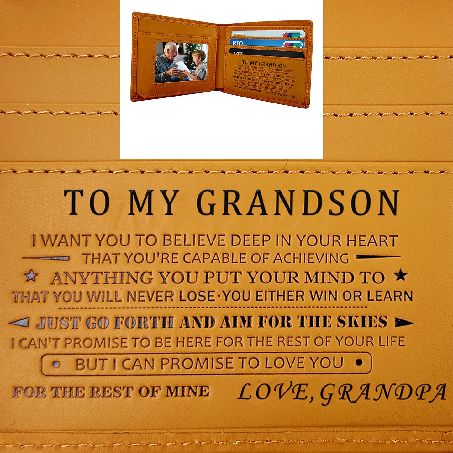 To My Grandson-from Grandpa Engraved wallet gift set-A71628