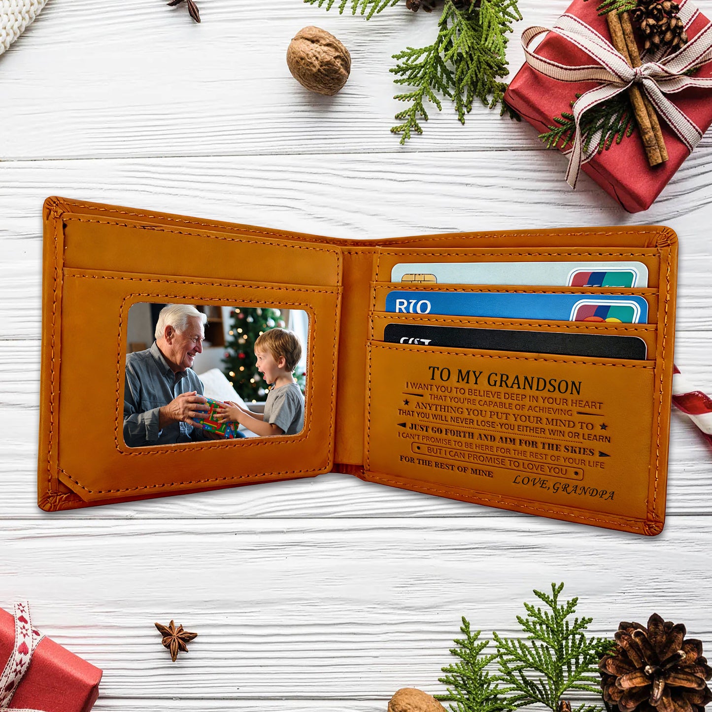 To My Grandson-from Grandpa Engraved wallet gift set-A71628
