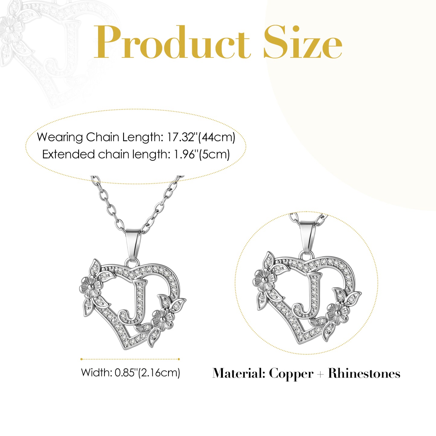 To My Wife-Customized heart-shaped diamond necklace with the first letter of the name-A84086