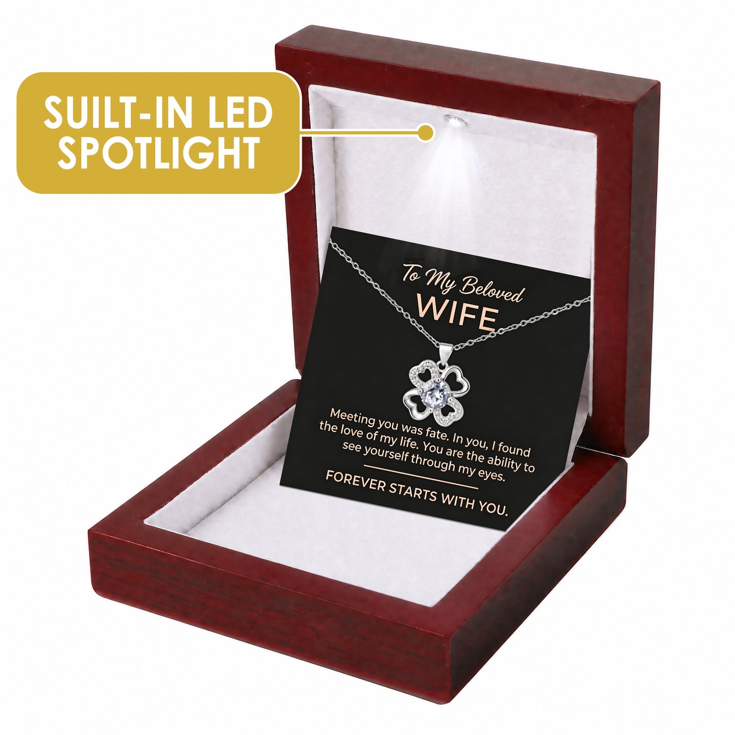 To My Wife-Four Leaf Clover Heart-shaped Necklace Eternal Love Gift Set-A84087