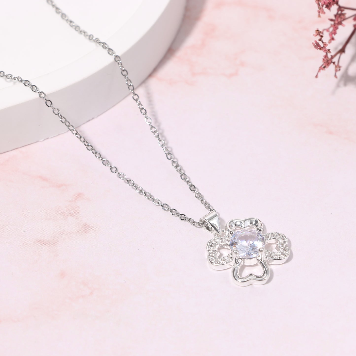 To My Wife-Four Leaf Clover Heart-shaped Necklace Eternal Love Gift Set-A84087