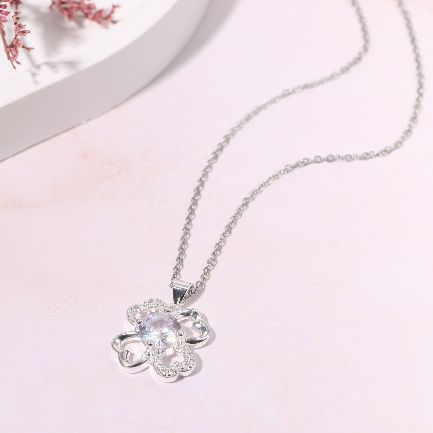To My Wife-Four Leaf Clover Heart-shaped Necklace Eternal Love Gift Set-A84087