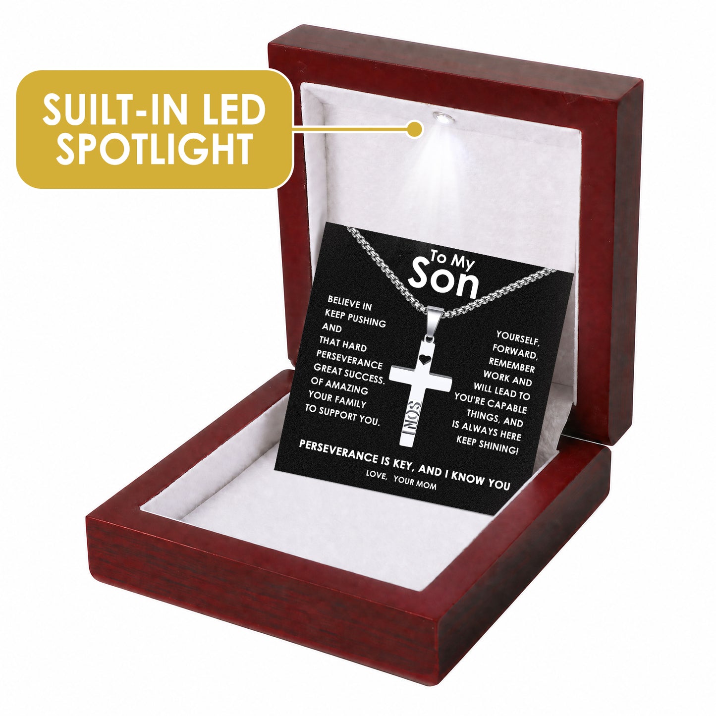 To My Son-Carving Son's Necklace Gift Set