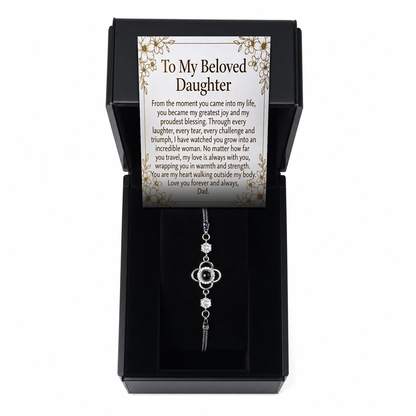 To My Beloved Daughter - Four-Leaf Clover Projection Bracelet Gift Set - 100 Ways to Express My Love-A84088