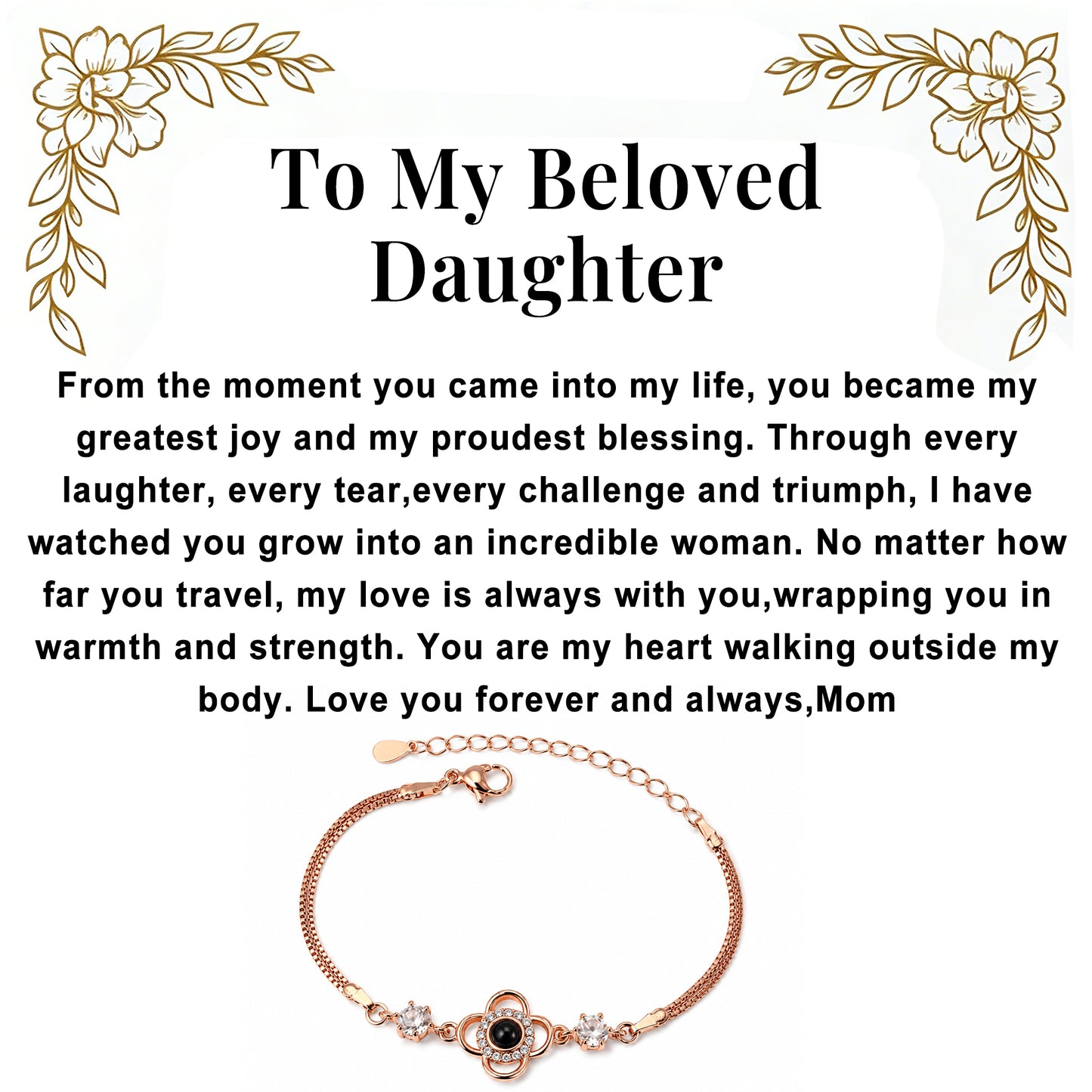 To My Beloved Daughter - Four-Leaf Clover Projection Bracelet Gift Set - 100 Ways to Express My Love-A84088