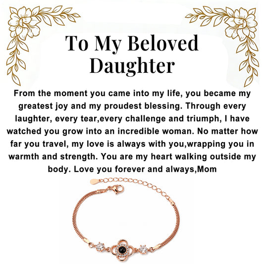 To My Beloved Daughter - Four-Leaf Clover Projection Bracelet Gift Set - 100 Ways to Express My Love-A84088