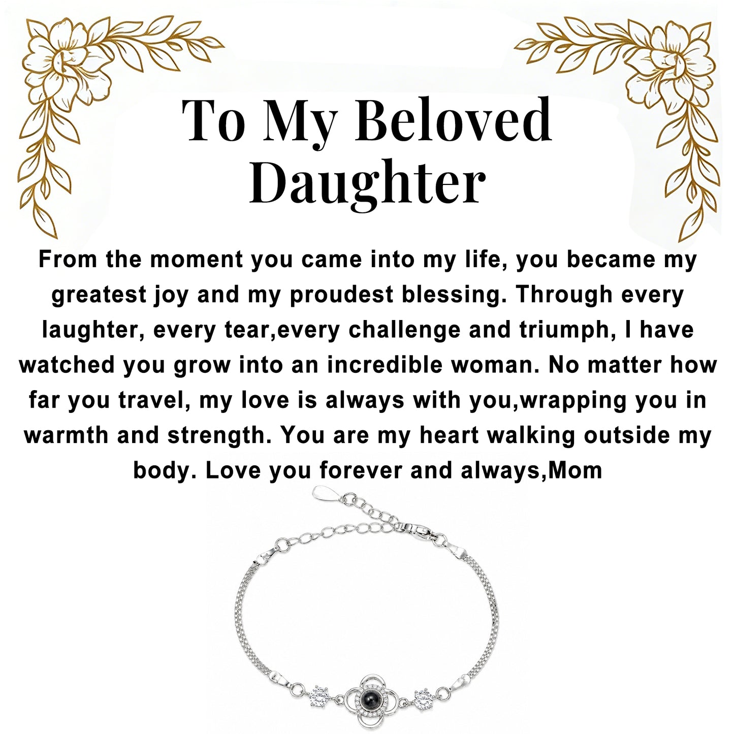 To My Beloved Daughter - Four-Leaf Clover Projection Bracelet Gift Set - 100 Ways to Express My Love-A84088